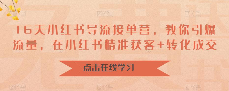【副业项目6664期】16天-小红书 导流接单营，教你引爆流量，在小红书精准获客+转化成交-网赚资源网