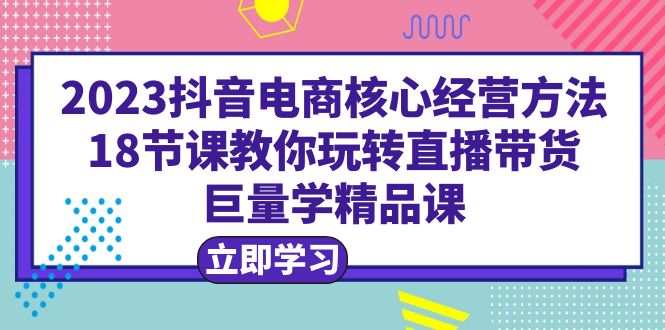 【副业项目6377期】2023抖音电商核心经营方法：18节课教你玩转直播带货，巨量学精品课-网赚资源网