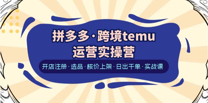 【副业项目6385期】拼多多·跨境temu运营实操营：开店注册·选品·核价上架·日出千单·实战课-网赚资源网