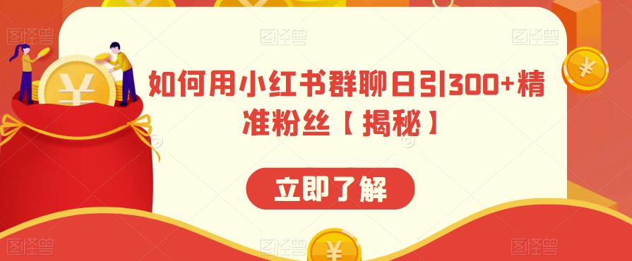【副业项目6389期】如何用小红书群聊日引300+精准粉丝【揭秘】-网赚资源网
