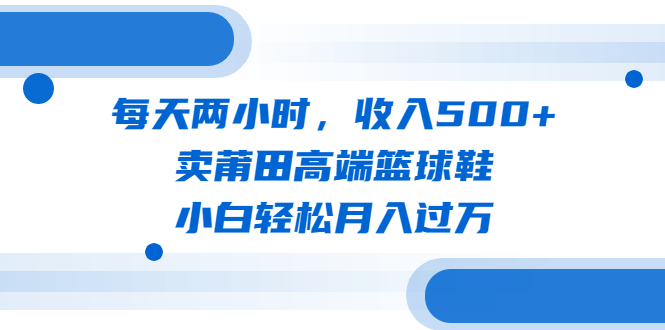 【副业项目6542期】每天两小时，收入500+，卖莆田高端篮球鞋，小白轻松月入过万（教程+素材）-网赚资源网