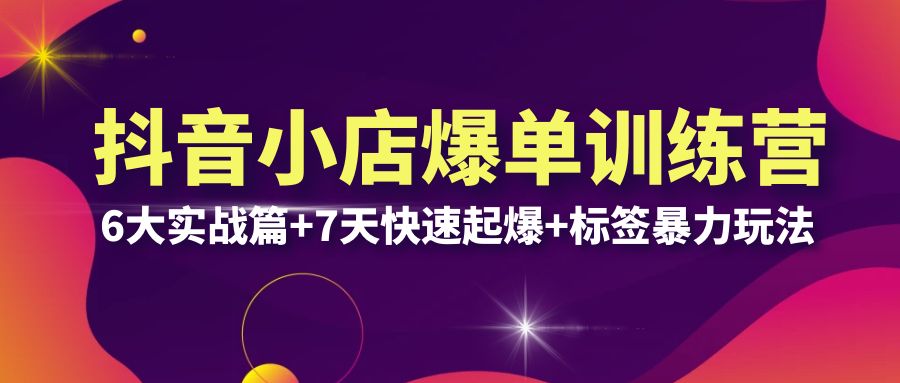 【副业项目6429期】抖音小店爆单训练营VIP线下课：6大实战篇+7天快速起爆+标签暴力玩法(32节)-网赚资源网