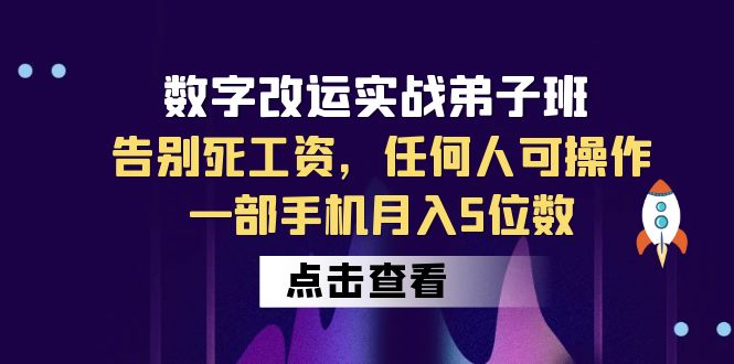【副业项目6430期】数字 改运实战弟子班：告别死工资，任何人可操作，一部手机月入5位数-网赚资源网