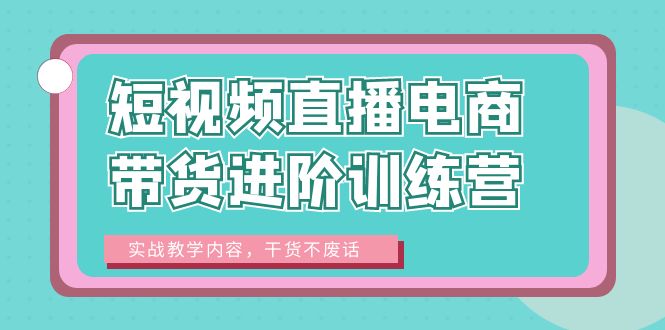 【副业项目6485期】短视频直播电商带货进阶训练营：实战教学内容，干货不废话！-网赚资源网