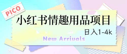 【副业项目6712期】最新小红书情趣用品项目，日入1-4k-网赚资源网