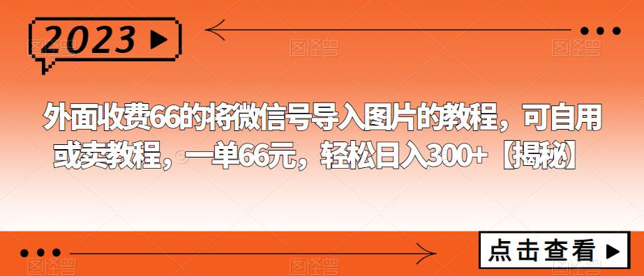 【副业项目6459期】外面收费66的将微信号导入图片的教程，可自用或卖教程，一单66元，轻松日入300+-网赚资源网