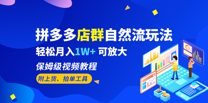 【副业项目6696期】拼多多店群自然流玩法，轻松月入1W+ 保姆级视频教程（附上货、拍单工具）-网赚资源网