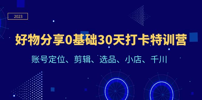 【副业项目6521期】好物分享0基础30天打卡特训营：账号定位、剪辑、选品、小店、千川-网赚资源网