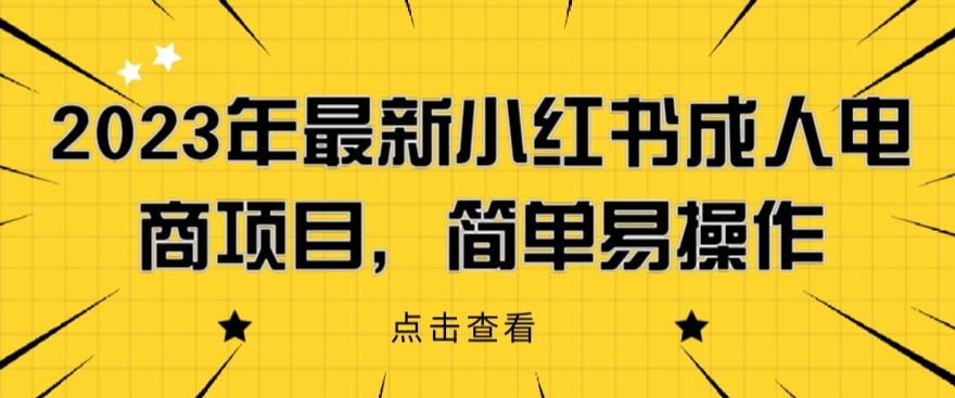 【副业项目6532期】2023年最新小红书成人电商项目，简单易操作【详细教程】-网赚资源网