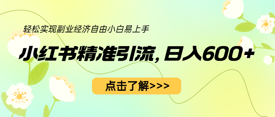 【副业项目6650期】小红书精准引流，小白日入600+，轻松实现副业经济自由（教程+1153G资源）-网赚资源网