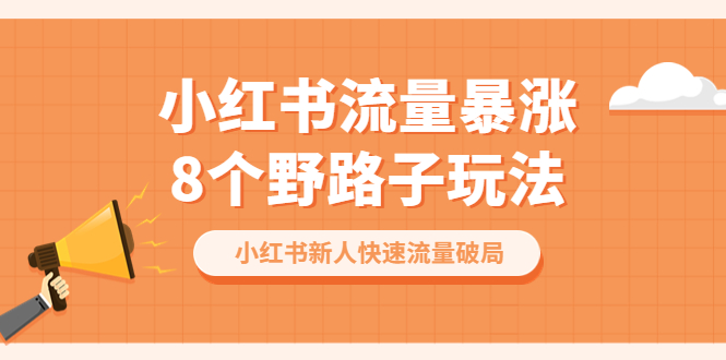 【副业项目6600期】小红书流量-暴涨8个野路子玩法：小红书新人快速流量破局（8节课）-网赚资源网