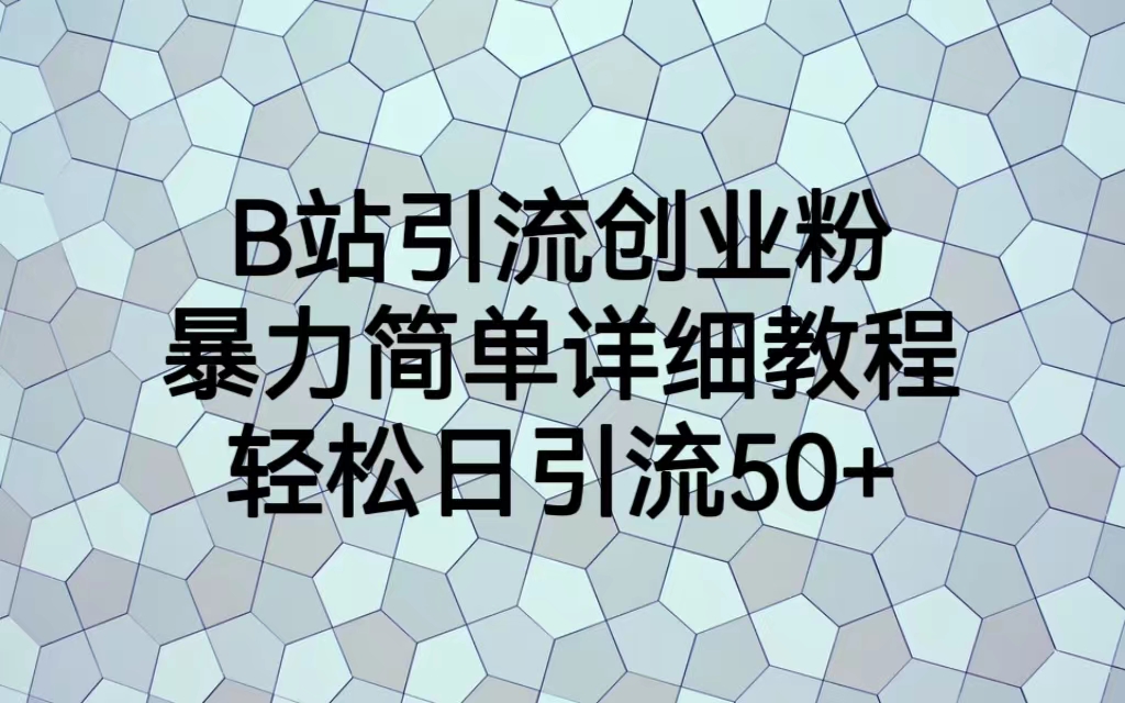【副业项目6915期】B站引流创业粉，暴力简单详细教程，轻松日引流50+-网赚资源网