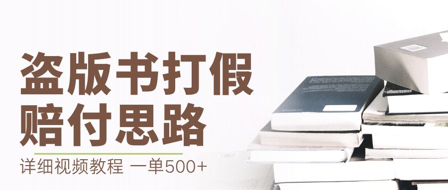 【副业项目6978期】最新盗版书赔付打假项目，一单利润500+【详细玩法视频教程】-网赚资源网