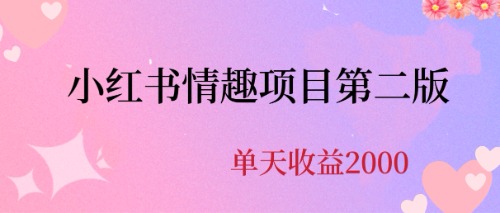 【副业项目6945期】最近爆火小红书情趣项目第二版，每天2000+-网赚资源网