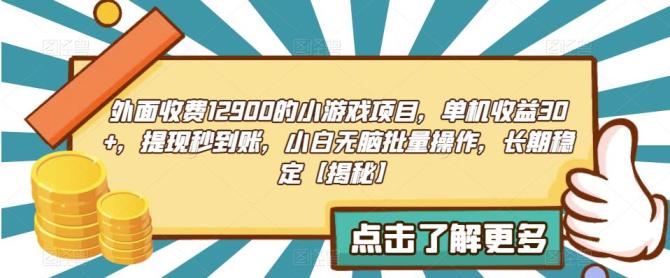 【副业项目6934期】收费12900的小游戏项目，单机收益30+，独家养号方法-网赚资源网