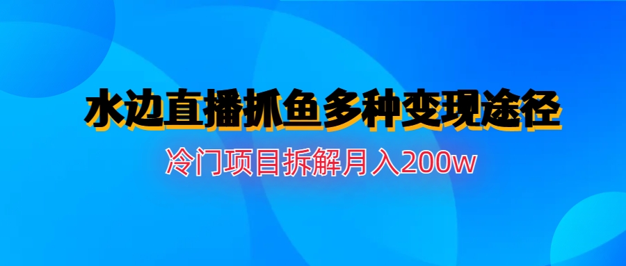 【副业项目6950期】水边直播抓鱼多种变现途径冷门项目月入200w拆解-网赚资源网