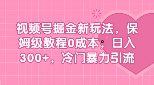 【副业项目7045期】视频号掘金新玩法，保姆级教程0成本，日入300+，冷门暴力引流-网赚资源网