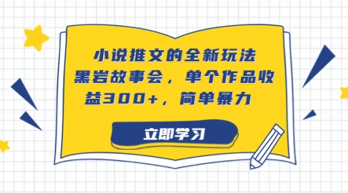 【副业项目7080期】小说推文的全新玩法，黑岩故事会，单个作品收益300+，简单暴力-网赚资源网