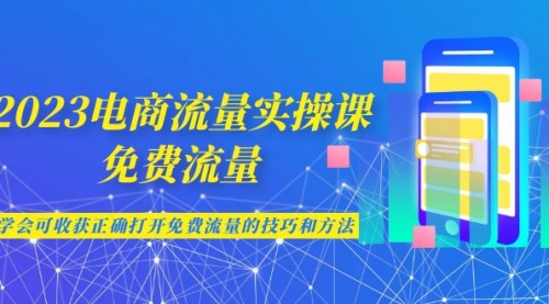 【副业项目7083期】2023电商流量实操课-免费流量，学会可收获正确打开免费流量的技巧和方法-网赚资源网