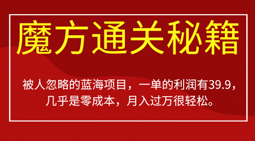 【副业项目7126期】被人忽略的蓝海项目，魔方通关秘籍一单利润有39.9-网赚资源网