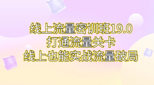 【副业项目7131期】线上流量密训班19.0，打通流量关卡，线上也能实战流量破局-网赚资源网