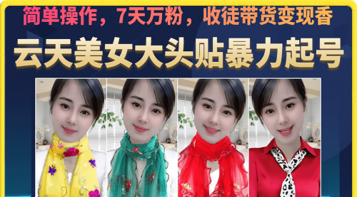 【副业项目7149期】美女大头贴暴力起号教学，简单操作，7天万粉-网赚资源网