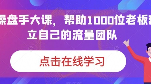 【副业项目7158期】IP-操盘手大课，帮助1000位老板建立自己的流量团队-网赚资源网