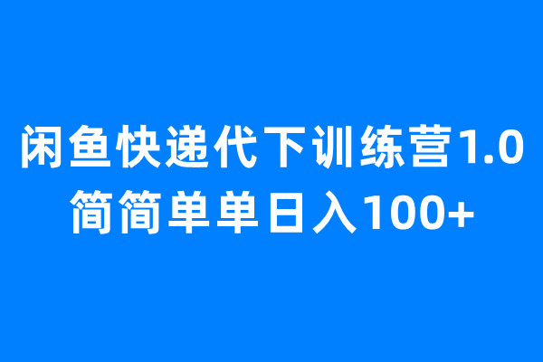 【副业项目6954期】闲鱼快递代下训练营1.0，简简单单日入100+-网赚资源网