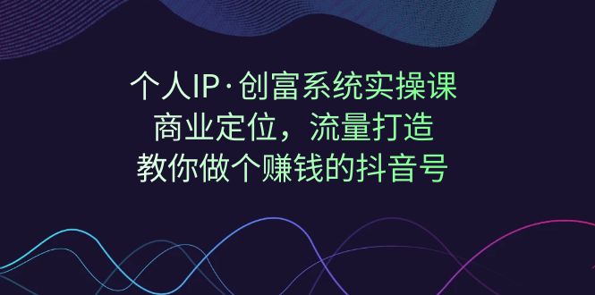 【副业项目7322期】个人IP·创富系统实操课：商业定位，流量打造，教你做个赚钱的抖音号-网赚资源网