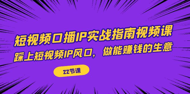 【副业项目7343期】短视频口播IP实战指南视频课，踩上短视频IP风口，做能赚钱的生意（22节课）-网赚资源网