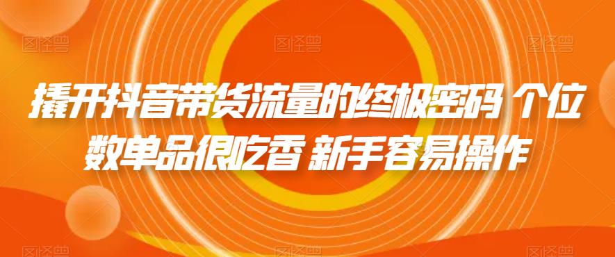 【副业项目7365期】撬开抖音带货流量的终极密码 个位数单品很吃香 新手容易操作-网赚资源网