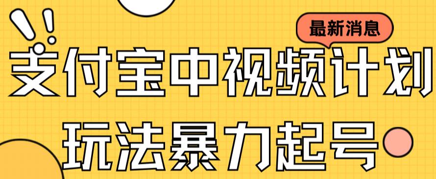 【副业项目7369期】支付宝中视频玩法暴力起号影视起号有播放即可获得收益（带素材）-网赚资源网