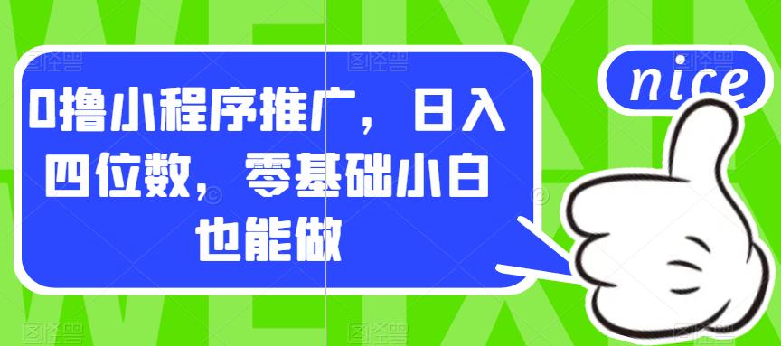 【副业项目7377期】0撸小程序推广，日入四位数，零基础小白也能做【揭秘】-网赚资源网