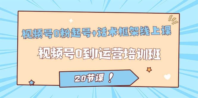 【副业项目7445期】视频号·0粉起号+话术框架线上课：视频号0到1运营培训班（20节课）-网赚资源网