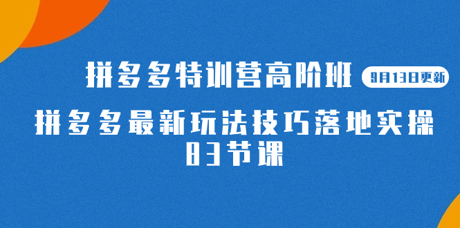 【副业项目7470期】2023拼多多·特训营高阶班【9月13日更新】拼多多最新玩法技巧落地实操-83节-网赚资源网