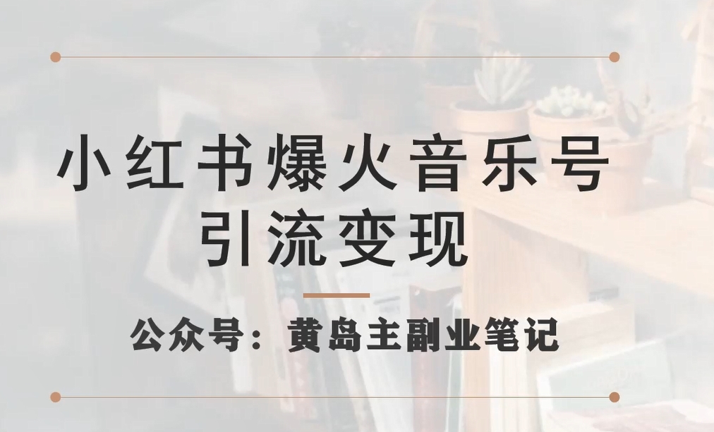 【副业项目7505期】小红书爆火音乐号引流变现项目，视频版一条龙实操玩法分享给你-网赚资源网