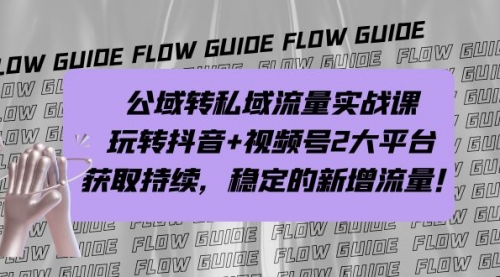 【副业项目7222期】公域转私域流量实战课，玩转抖音+视频号2大平台，获取持续，稳定的新增流量-网赚资源网