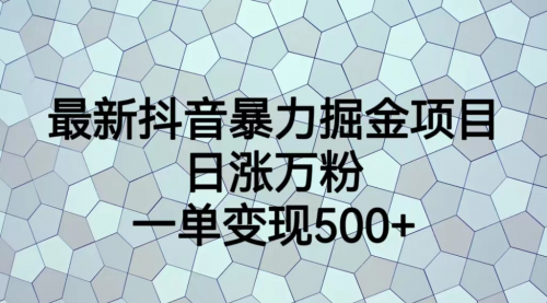 【副业项目7237期】抖音暴力掘金项目，日涨万粉，多种变现方式，一单变现可达500+-网赚资源网
