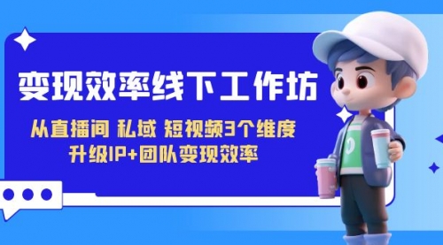 【副业项目7241期】变现-效率线下工作坊，从直播间、私域、短视频3个维度 升级IP+团队变现效率-网赚资源网