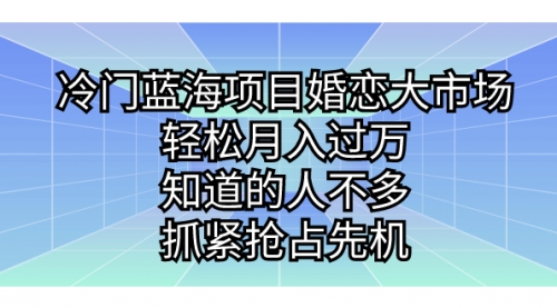 【副业项目7246期】冷门蓝海项目婚恋大市场，轻松月入过万-网赚资源网