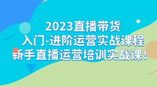 【副业项目7300期】2023直播带货入门-进阶运营实战课程：新手直播运营培训实战课-网赚资源网