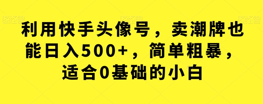 【副业项目7527期】利用快手头像号，卖潮牌也能日入500+，简单粗暴，适合0基础的小白【揭秘】-网赚资源网