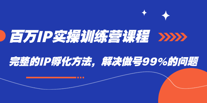 【副业项目7564期】百万IP实战训练营课程，完整的IP孵化方法，解决做号99%的问题-网赚资源网