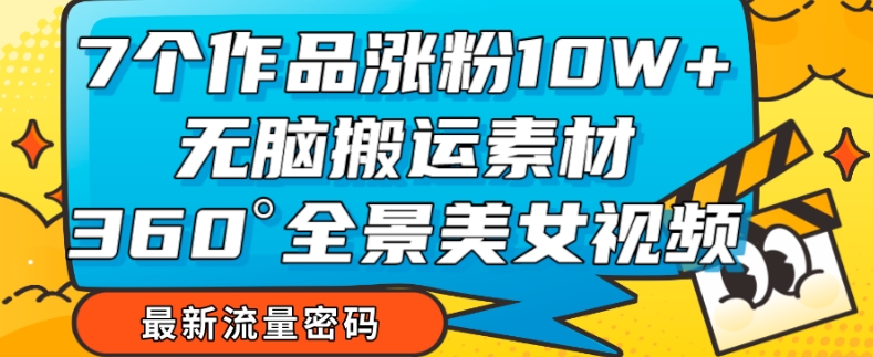 【副业项目7945期】7个作品涨粉10W+，无脑搬运素材，全景美女视频爆款玩法分享【揭秘】-网赚资源网