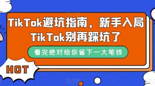 【副业项目7678期】TikTok·避坑指南，新手入局Tk别再踩坑了-网赚资源网