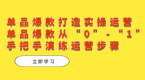 【副业项目7711期】单品爆款打造实操运营，单品爆款从“0”-“1”手把手演练运营步骤-网赚资源网