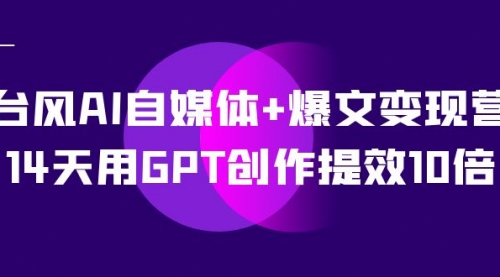 【副业项目7733期】台风AI自媒体+爆文变现营，14天用GPT创作提效10倍（12节课）-网赚资源网