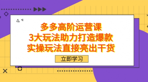 【副业项目7758期】拼多多高阶·运营课，3大玩法助力打造爆款，实操玩法直接亮出干货-网赚资源网