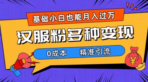 【副业项目7862期】一部手机精准引流汉服粉，0成本多种变现方式，小白月入过万（附素材+工具）-网赚资源网