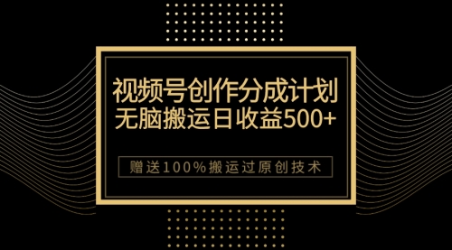 【副业项目7902期】最新视频号创作分成计划，无脑搬运一天收益500+，100%搬运过原创技巧-网赚资源网